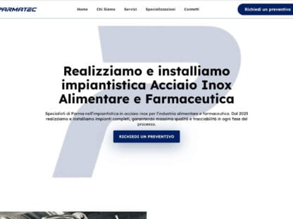 Screenshot del sito web di Parmatec - design responsive WordPress
