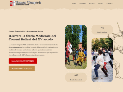 Screenshot del sito web della APS Flumen Temporis di Parma - design responsive WordPress