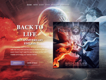 Screenshot del sito web della band From The Depth - design responsive WordPress