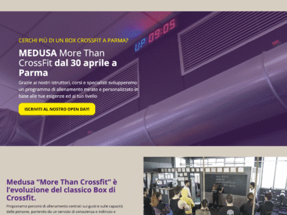 Screenshot del sito web della palestra Medusa More Than Crossfit di Parma - design responsive WordPress