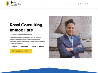 Screenshot del sito web di Rossi Consulting Immobiliare di Parma - design responsive WordPress